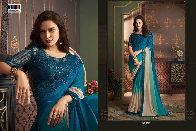 Sandalwood 12th Edition By Tfh Heavy Designer Party Wear Sarees Wholesale Market In Surat